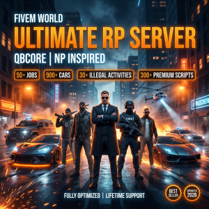 Premium FiveM QBCore NP Inspired Server 50+Jobs, 900Cars, 30+Illegal Activities & LatestGang System